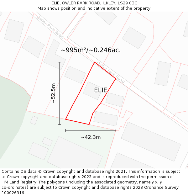 ELIE, OWLER PARK ROAD, ILKLEY, LS29 0BG: Plot and title map