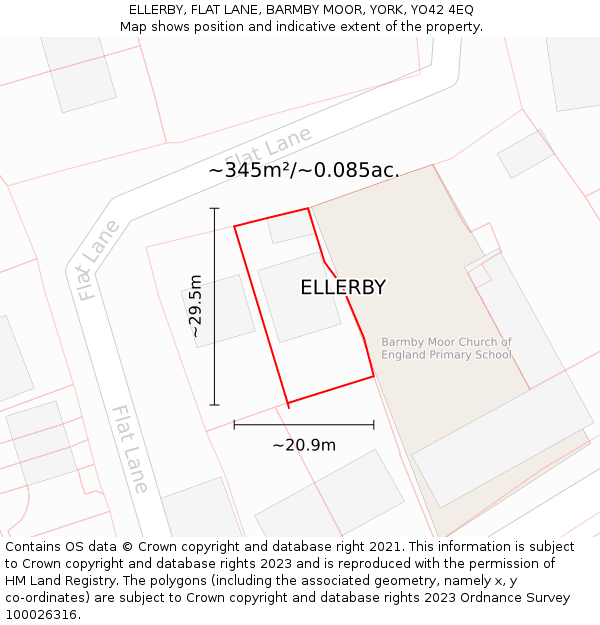 ELLERBY, FLAT LANE, BARMBY MOOR, YORK, YO42 4EQ: Plot and title map