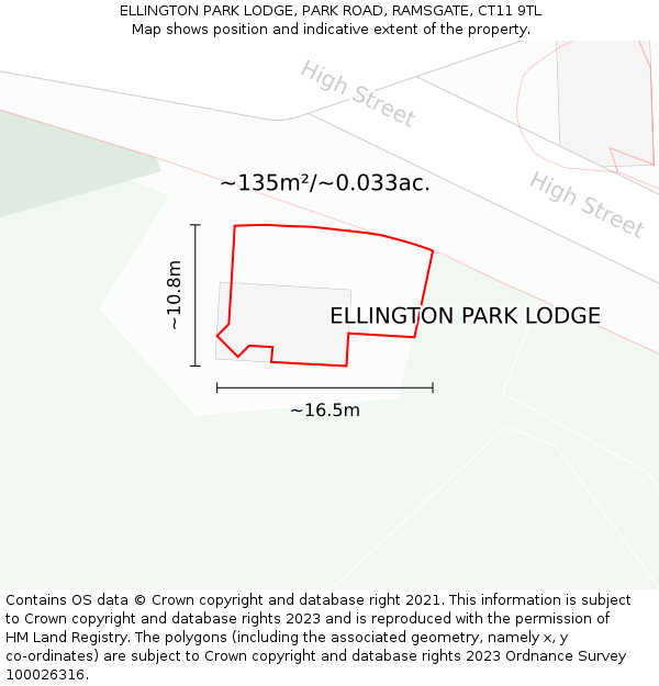 ELLINGTON PARK LODGE, PARK ROAD, RAMSGATE, CT11 9TL: Plot and title map