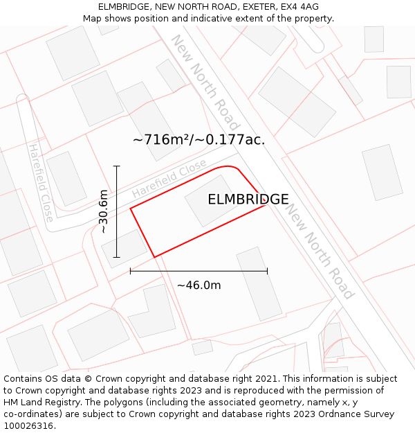 ELMBRIDGE, NEW NORTH ROAD, EXETER, EX4 4AG: Plot and title map