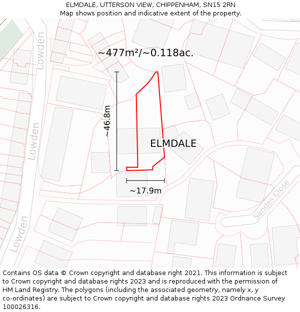 ELMDALE, UTTERSON VIEW, CHIPPENHAM, SN15 2RN: Plot and title map