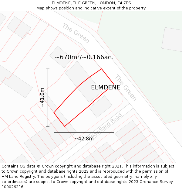 ELMDENE, THE GREEN, LONDON, E4 7ES: Plot and title map