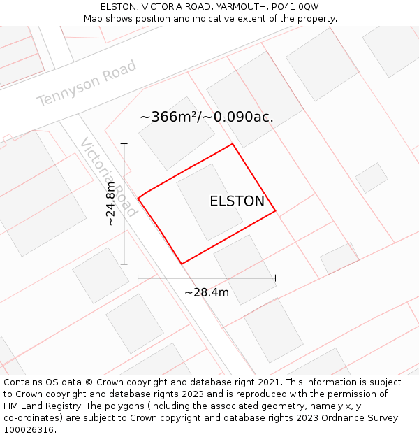 ELSTON, VICTORIA ROAD, YARMOUTH, PO41 0QW: Plot and title map