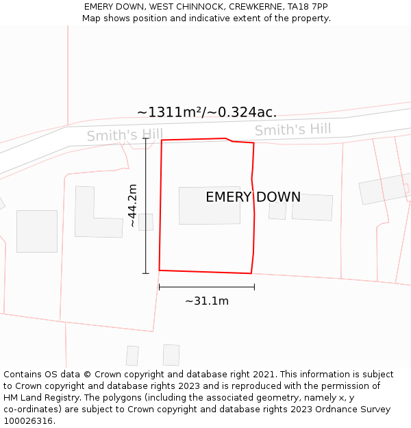 EMERY DOWN, WEST CHINNOCK, CREWKERNE, TA18 7PP: Plot and title map