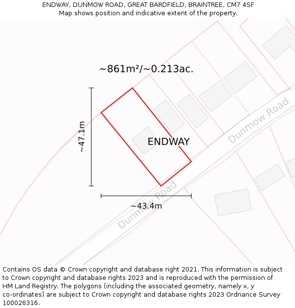 ENDWAY, DUNMOW ROAD, GREAT BARDFIELD, BRAINTREE, CM7 4SF: Plot and title map