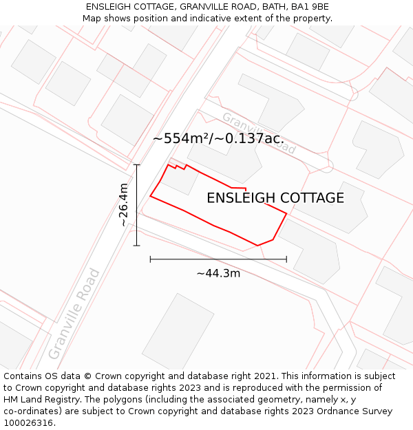 ENSLEIGH COTTAGE, GRANVILLE ROAD, BATH, BA1 9BE: Plot and title map