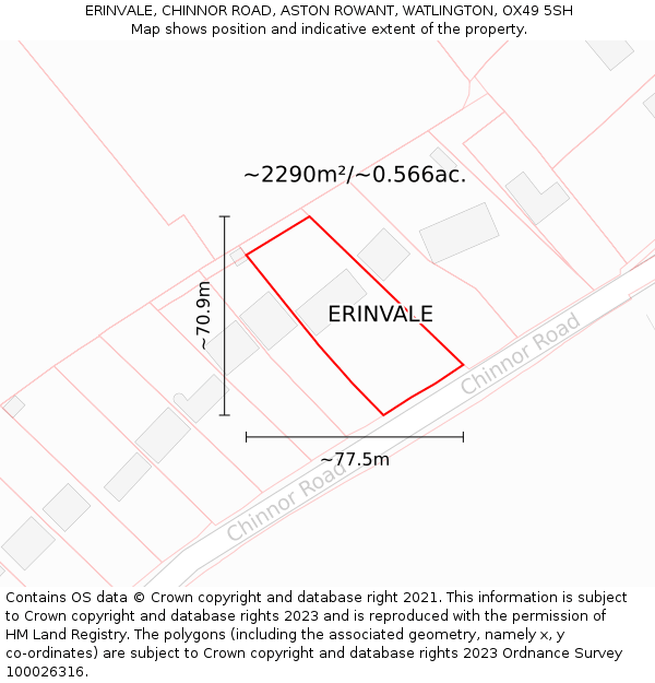 ERINVALE, CHINNOR ROAD, ASTON ROWANT, WATLINGTON, OX49 5SH: Plot and title map