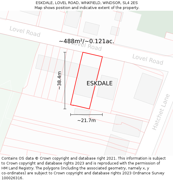 ESKDALE, LOVEL ROAD, WINKFIELD, WINDSOR, SL4 2ES: Plot and title map