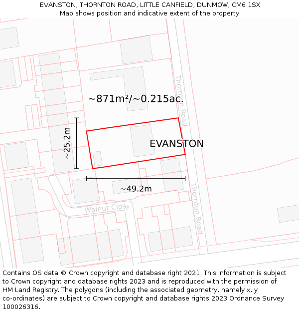 EVANSTON, THORNTON ROAD, LITTLE CANFIELD, DUNMOW, CM6 1SX: Plot and title map