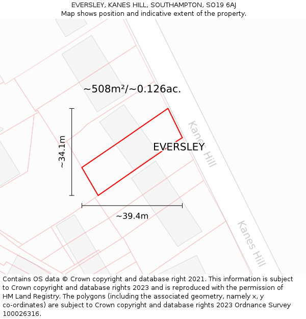 EVERSLEY, KANES HILL, SOUTHAMPTON, SO19 6AJ: Plot and title map