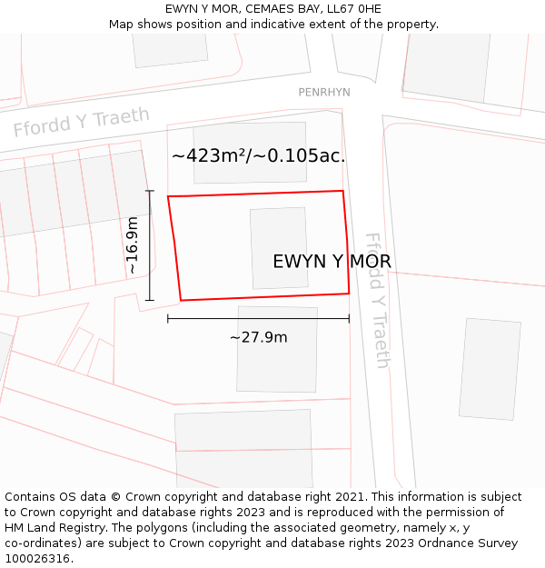 EWYN Y MOR, CEMAES BAY, LL67 0HE: Plot and title map