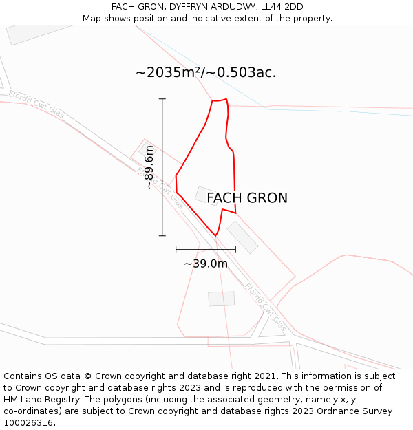 FACH GRON, DYFFRYN ARDUDWY, LL44 2DD: Plot and title map