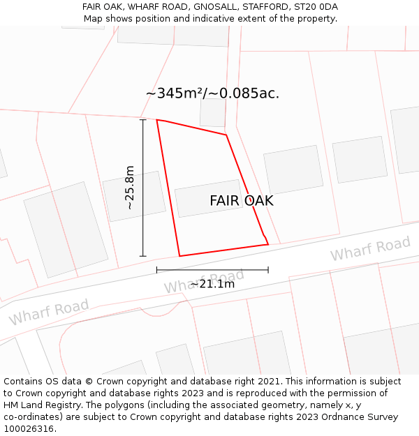 FAIR OAK, WHARF ROAD, GNOSALL, STAFFORD, ST20 0DA: Plot and title map