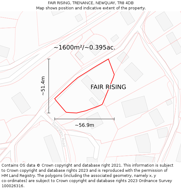 FAIR RISING, TRENANCE, NEWQUAY, TR8 4DB: Plot and title map