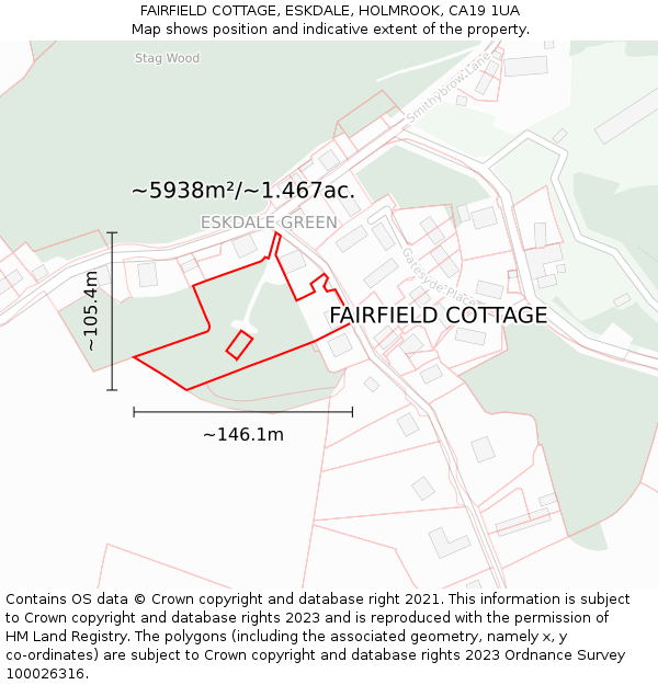 FAIRFIELD COTTAGE, ESKDALE, HOLMROOK, CA19 1UA: Plot and title map