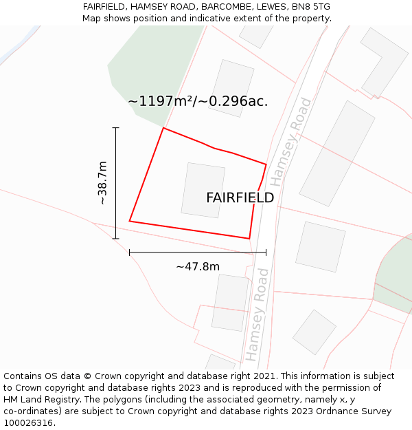 FAIRFIELD, HAMSEY ROAD, BARCOMBE, LEWES, BN8 5TG: Plot and title map