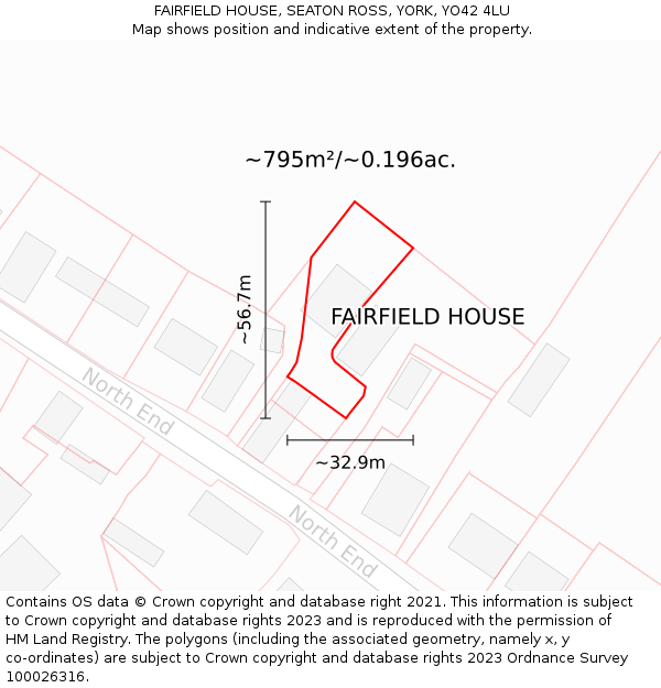 FAIRFIELD HOUSE, SEATON ROSS, YORK, YO42 4LU: Plot and title map