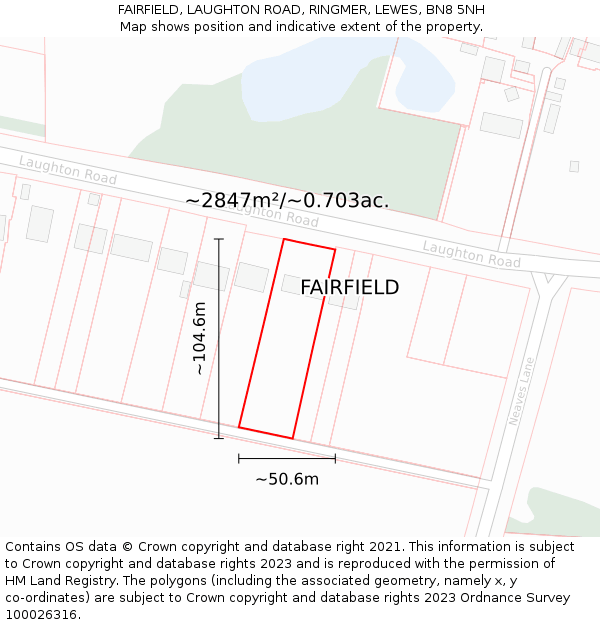 FAIRFIELD, LAUGHTON ROAD, RINGMER, LEWES, BN8 5NH: Plot and title map