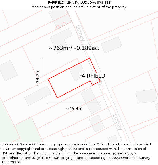 FAIRFIELD, LINNEY, LUDLOW, SY8 1EE: Plot and title map
