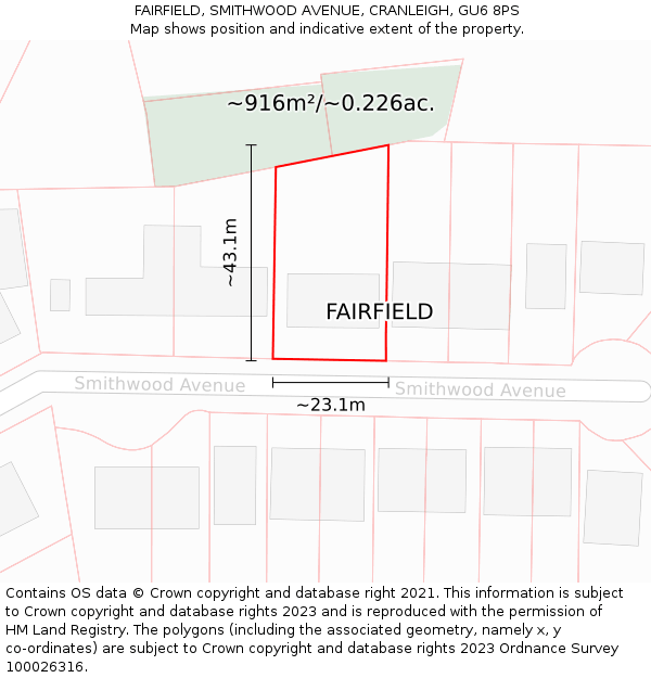 FAIRFIELD, SMITHWOOD AVENUE, CRANLEIGH, GU6 8PS: Plot and title map