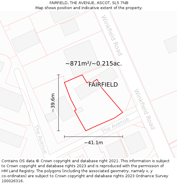 FAIRFIELD, THE AVENUE, ASCOT, SL5 7NB: Plot and title map