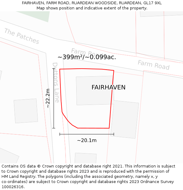 FAIRHAVEN, FARM ROAD, RUARDEAN WOODSIDE, RUARDEAN, GL17 9XL: Plot and title map