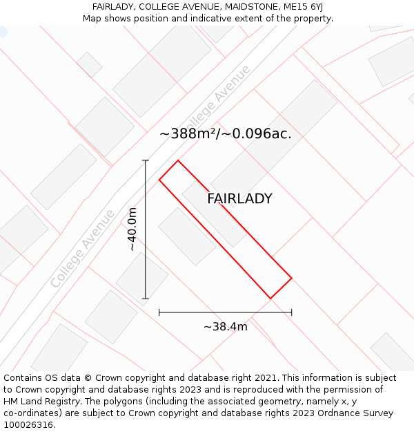 FAIRLADY, COLLEGE AVENUE, MAIDSTONE, ME15 6YJ: Plot and title map