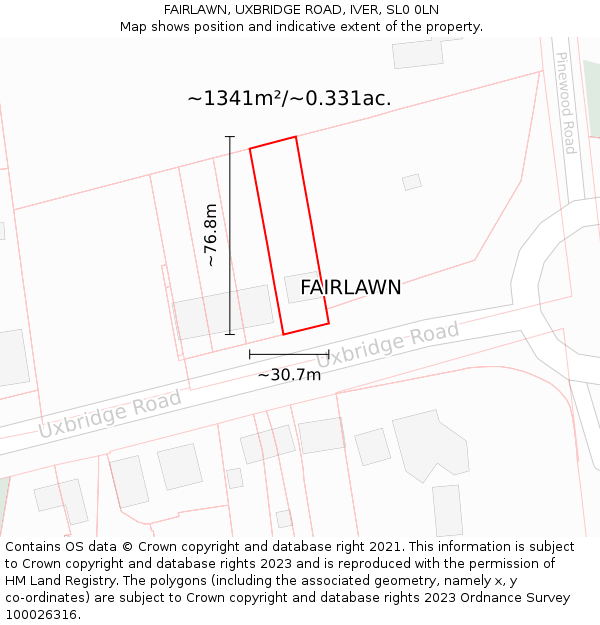 FAIRLAWN, UXBRIDGE ROAD, IVER, SL0 0LN: Plot and title map