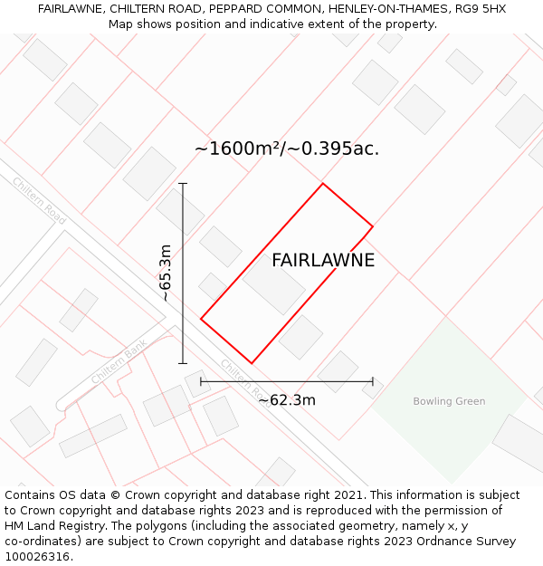 FAIRLAWNE, CHILTERN ROAD, PEPPARD COMMON, HENLEY-ON-THAMES, RG9 5HX: Plot and title map