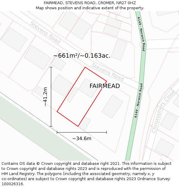 FAIRMEAD, STEVENS ROAD, CROMER, NR27 0HZ: Plot and title map