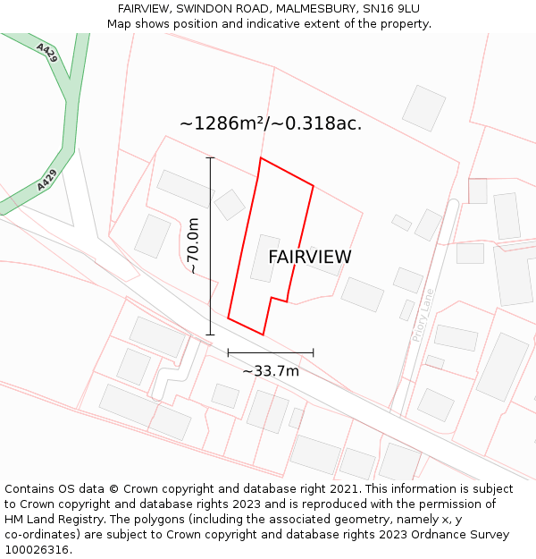 FAIRVIEW, SWINDON ROAD, MALMESBURY, SN16 9LU: Plot and title map