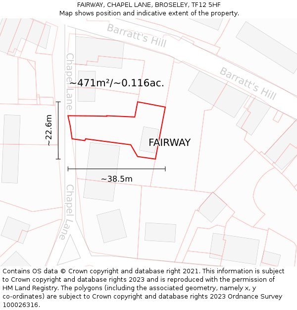 FAIRWAY, CHAPEL LANE, BROSELEY, TF12 5HF: Plot and title map