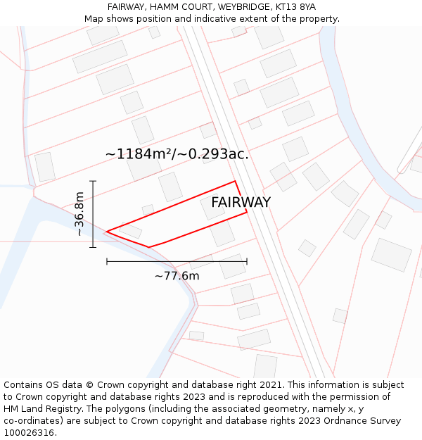 FAIRWAY, HAMM COURT, WEYBRIDGE, KT13 8YA: Plot and title map