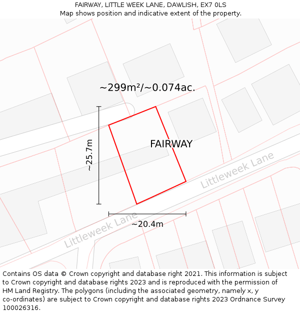 FAIRWAY, LITTLE WEEK LANE, DAWLISH, EX7 0LS: Plot and title map