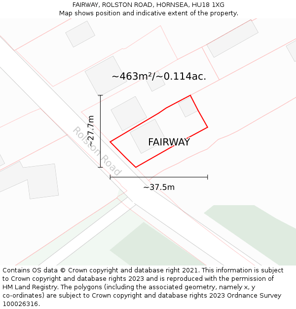 FAIRWAY, ROLSTON ROAD, HORNSEA, HU18 1XG: Plot and title map