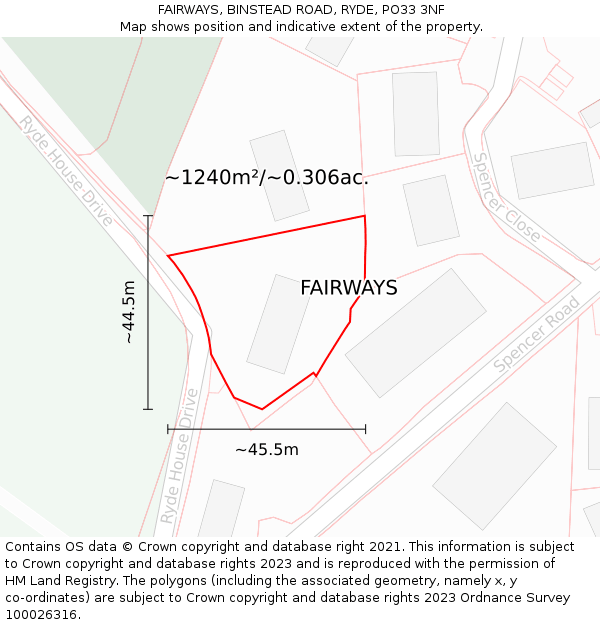 FAIRWAYS, BINSTEAD ROAD, RYDE, PO33 3NF: Plot and title map