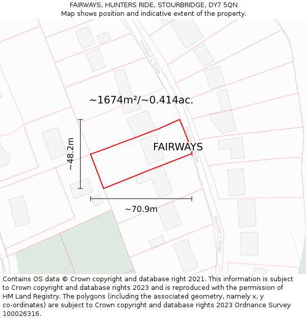 FAIRWAYS, HUNTERS RIDE, STOURBRIDGE, DY7 5QN: Plot and title map