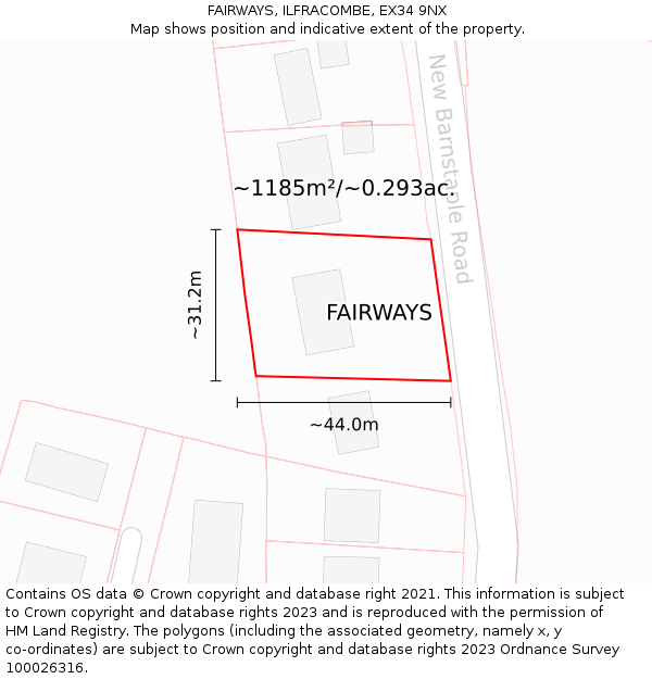 FAIRWAYS, ILFRACOMBE, EX34 9NX: Plot and title map