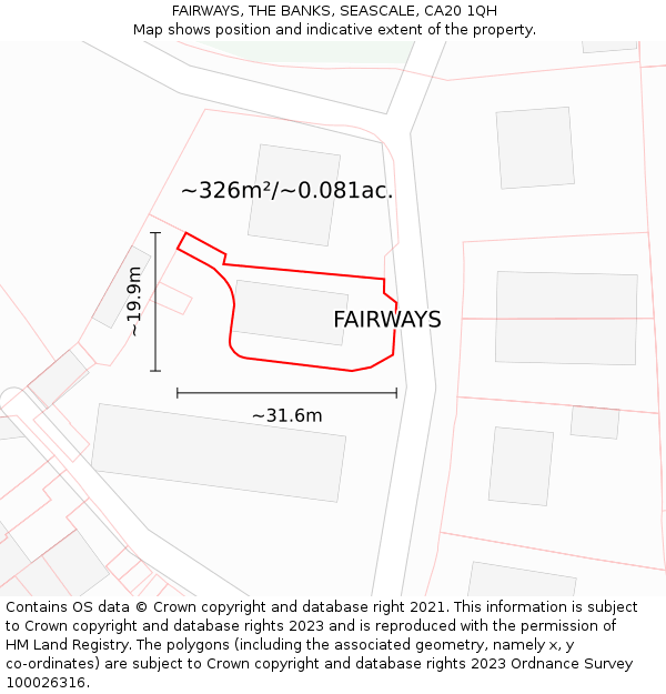 FAIRWAYS, THE BANKS, SEASCALE, CA20 1QH: Plot and title map