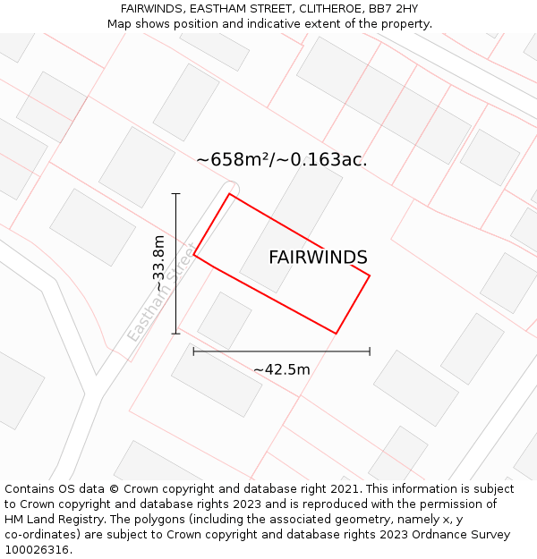 FAIRWINDS, EASTHAM STREET, CLITHEROE, BB7 2HY: Plot and title map
