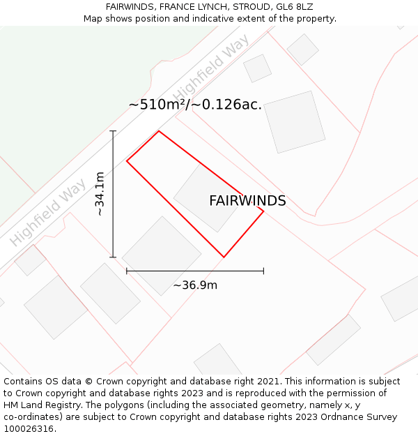 FAIRWINDS, FRANCE LYNCH, STROUD, GL6 8LZ: Plot and title map