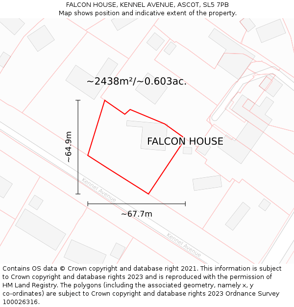 FALCON HOUSE, KENNEL AVENUE, ASCOT, SL5 7PB: Plot and title map