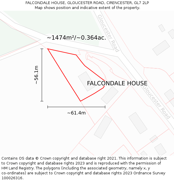 FALCONDALE HOUSE, GLOUCESTER ROAD, CIRENCESTER, GL7 2LP: Plot and title map