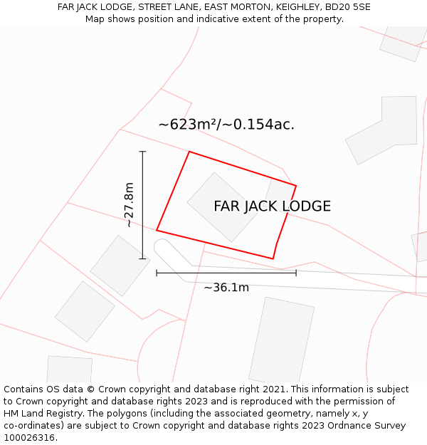 FAR JACK LODGE, STREET LANE, EAST MORTON, KEIGHLEY, BD20 5SE: Plot and title map