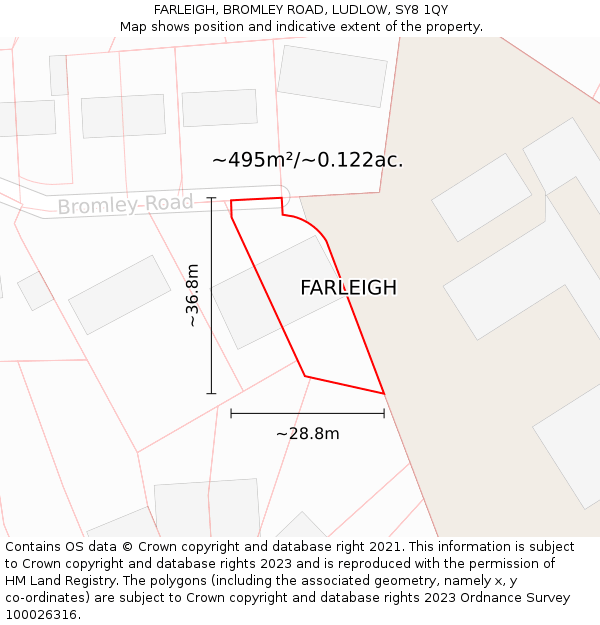 FARLEIGH, BROMLEY ROAD, LUDLOW, SY8 1QY: Plot and title map