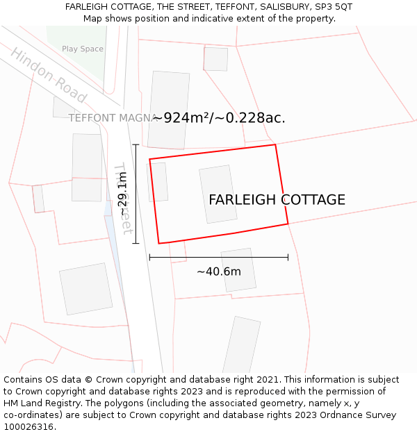 FARLEIGH COTTAGE, THE STREET, TEFFONT, SALISBURY, SP3 5QT: Plot and title map