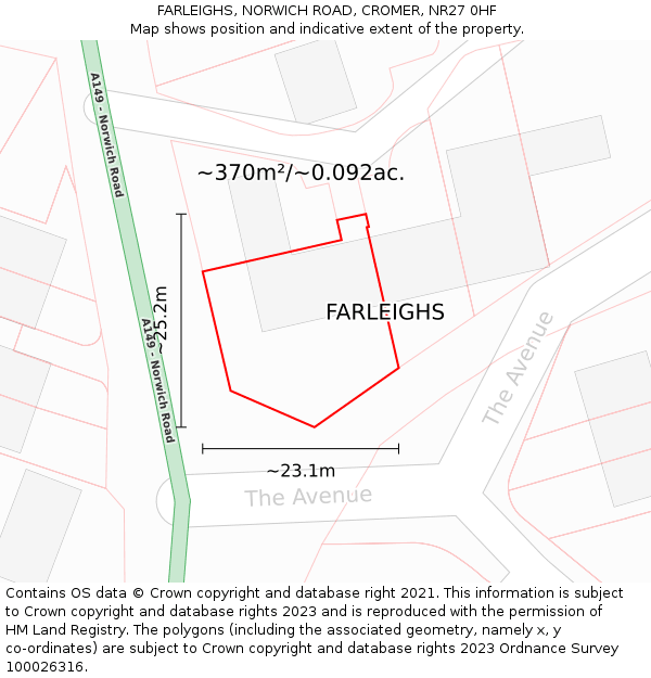 FARLEIGHS, NORWICH ROAD, CROMER, NR27 0HF: Plot and title map