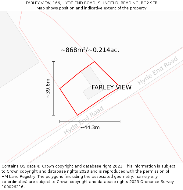 FARLEY VIEW, 166, HYDE END ROAD, SHINFIELD, READING, RG2 9ER: Plot and title map