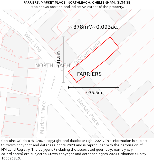 FARRIERS, MARKET PLACE, NORTHLEACH, CHELTENHAM, GL54 3EJ: Plot and title map