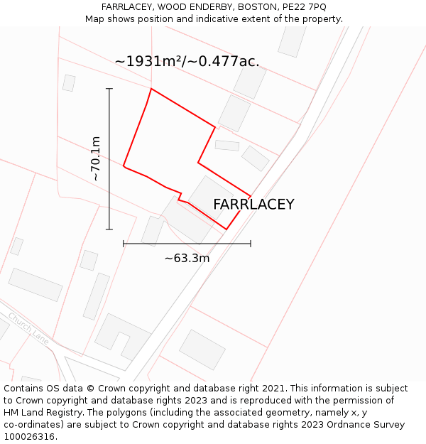 FARRLACEY, WOOD ENDERBY, BOSTON, PE22 7PQ: Plot and title map